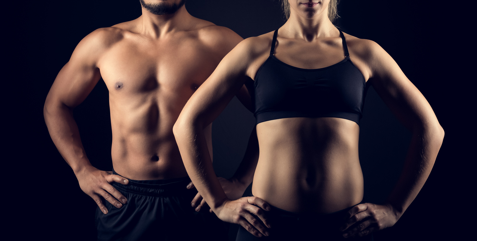 Perfectly shaped female and male upper bodies