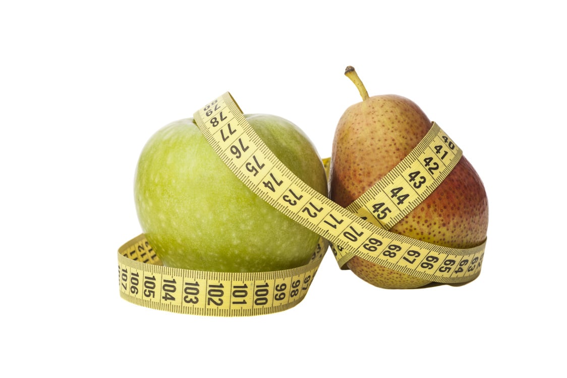 pear and apple, shape of the body